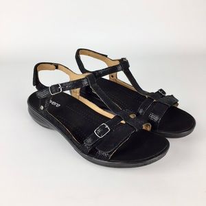 Revere Womens Milan Black Lizard Print Sandals Back Strap Orthotic Comfort sz 11